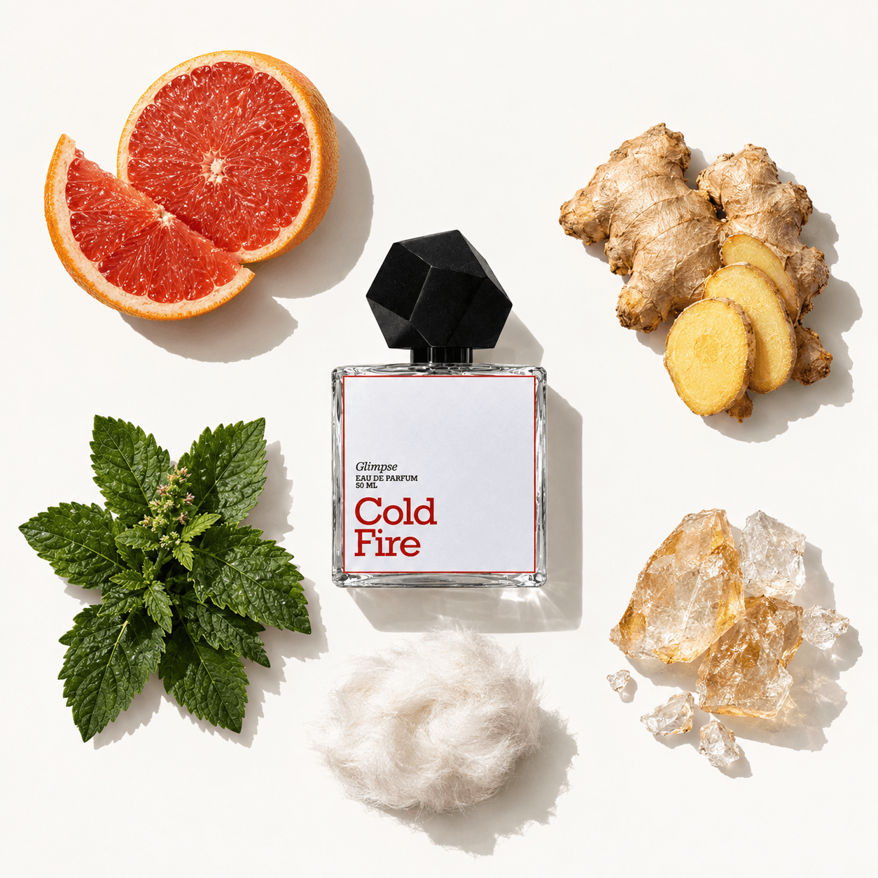 Cold Fire perfume bottle with fragrance notes